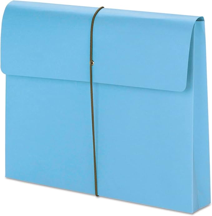 Smead Colored Expanding File Wallet with Flap and Cord Closure, 2" Expansion, Letter Size, Blue, 10 per Box (77203)