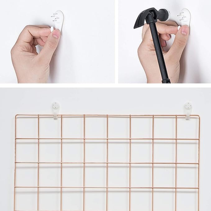 2 Pack Large Wall Grid Panels with Light and Clips, Photo Display Board, Picture Frame Collage Board, Wire Grid Wall Panel Room Decoration,Rose Gold | Picture Frames Collage , Wire Grid Wall Panel Room Decoration