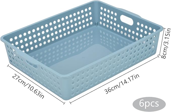 Modern 6-Pack Stackable Paper Trays with Handles, A4 Desktop Document Organizer for Classroom, Office, Homework Collection