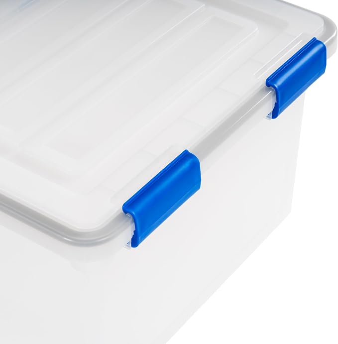 IRIS USA WeatherPro File Box Organizer, Letter/Legal, 32 Qt. 3-Pack, Clear | Store letter and legal documents safely with weather-resistant protection and space-saving stackable storage