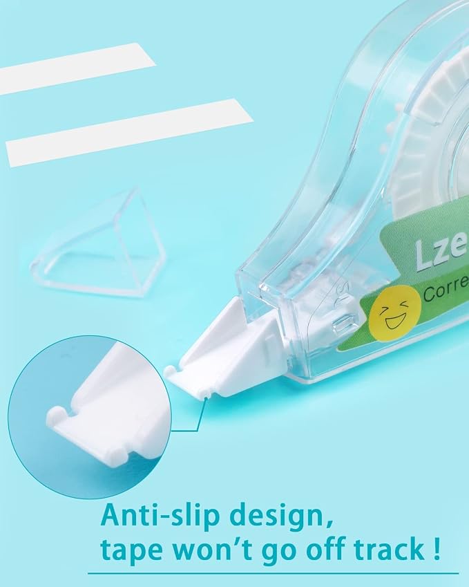 Lzerking Correct Correction Tape,White,32-Count | Transparent Dispenser Shows How Much Tape is Remaining