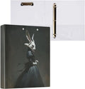 Dark Academia Vintage Rabbit Binder 3 Ring 1.5 Inch Binder with Clipboard&Pockets, Gothic Hardcover Binders Heavy Duty Large File Folder for Office School Supplies - Holds 200 Sheets