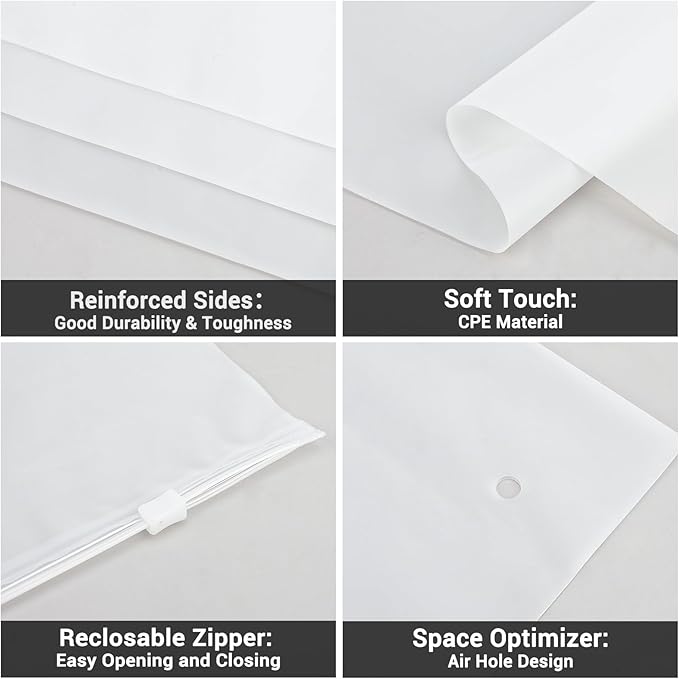 Svaldo Swimsuit Bags, 50 Pack 8x10 Inch Shirt Bags for Small Business, Plastic for Clothes, Bikini, Underwear, Makeups, Resealable Ziplock Packaging, Storage With Zipper, 3 Mil