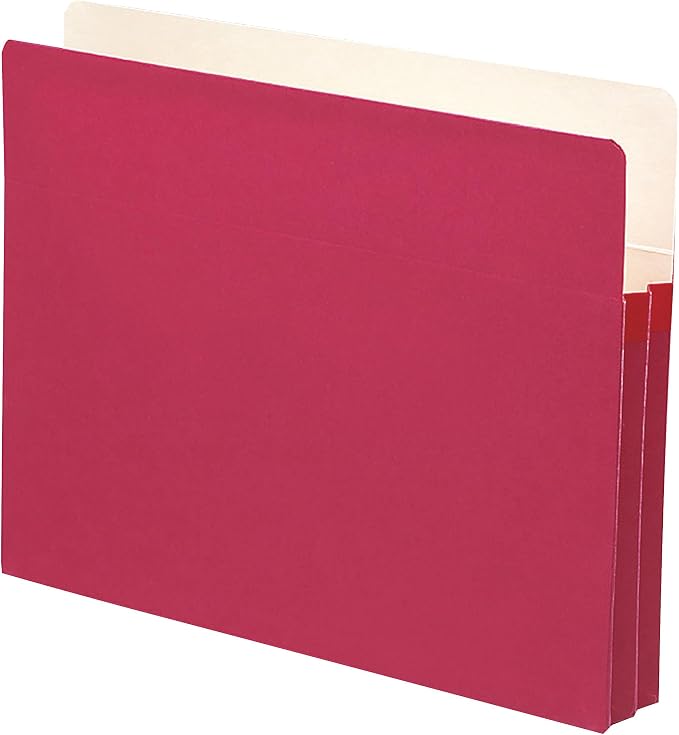 Smead File Pocket, Straight-Cut Tab, 1-3/4" Expansion, Letter Size, Red, 25 per Box (73221)