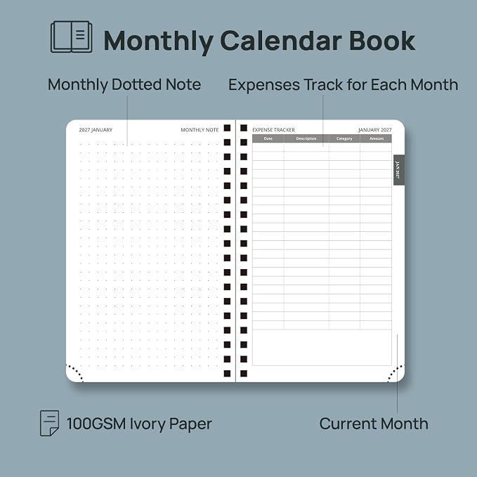POPRUN Monthly Planner 2027-2028 (Jan.27-Jun.28),4.5"x6.25" Pocket Calendar