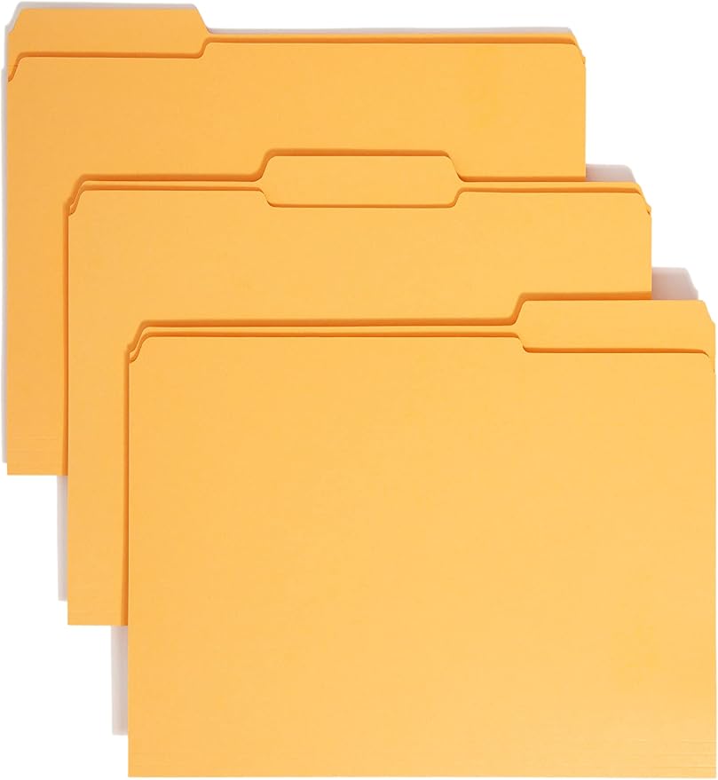 Smead File Folder, Reinforced 1/3-Cut Tab, Letter Size, Goldenrod, 100 per Box (12234)