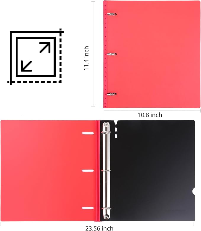 WOT I 12-Pack Telescoping 3 Ring Binder(0.75"), Expandable Flexible Binder - Patented Design for Easy Portability, Holds 8.5"x11" Paper, Assorted Colors, School Office Supplies