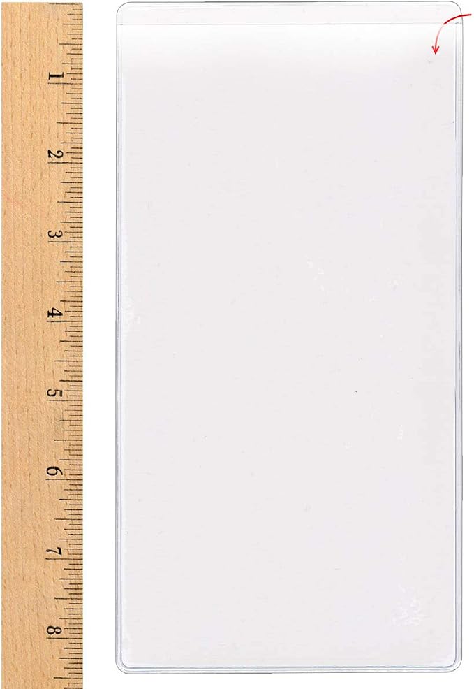 StoreSMART - Peel & Stick Pocket - 4" x 8" Open Short Side - 200-Pack - Clear Vinyl Plastic - STB258S-200
