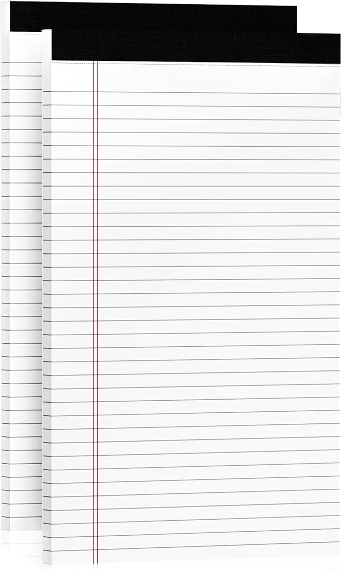 Legal Pads 8.5 x 14 White Wide Ruled, 2 Pack Legal Note Pads 8.5x14 Notepad