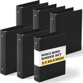 Henoyso 1.5 Inch 6 Pack Mini 3 Ring Binders for 5.5"x8.5" Paper,Black | Holds 280 Sheets, Plastic Small Binders, Round Three Rings, Flexible PP Covers, School Office, Photo Album Planner Journal