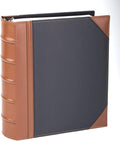 Executive Binder, English Leather 2 Tone with Stitching and Ribbed Spine, Heavy Duty 1.1/2 Inch 3 D-ring with Buster, Holds 350 8.5x 11 Sheets (Black)