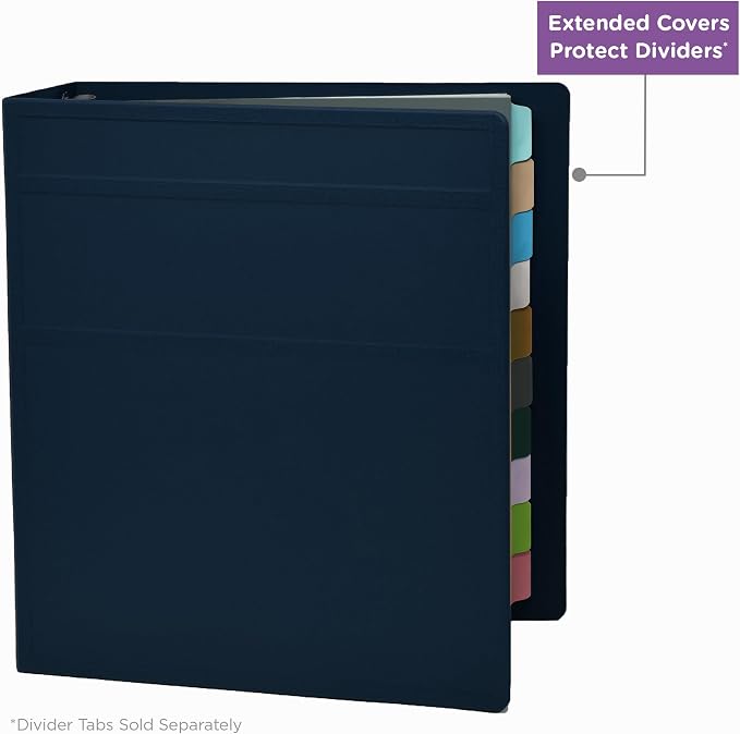 Carstens 2-Inch Heavy Duty 3-Ring Binder - Side Opening, Navy Blue, Durable Plastic, No-Gap Rings, Waterproof Covers, No Pockets, Holds 300 US Letter Sheets, BPA-Free, Made in USA (2829-3R) Case of 16