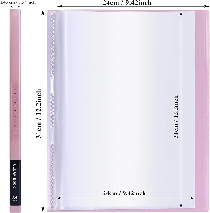 4 Pack Binder with Plastic Sleeves, 20 Pocket Presentation Book with Sheet Protectors, Display 40 Pages of 8.5 x11.8inch Paper, Portfolio Folder for Artwork (Multicolor)