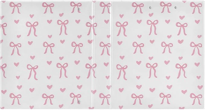 Aslsiy Cute Pink Bow 3 Ring Binder 1.5 Inch Girls Coquette Bow Round Clipboard Binder Decorative Harcover Binders Organizer for Office Schhol Supplies