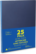 Binditek 16 Mil Sand-Textured Binding Covers, Letter Size, Navy, 25 Pack | Plastic Binding Covers, 8.5" x 11", Subtle Matte Finish, Square Corners, Unpunched, Ideal for Business Reports and Proposals