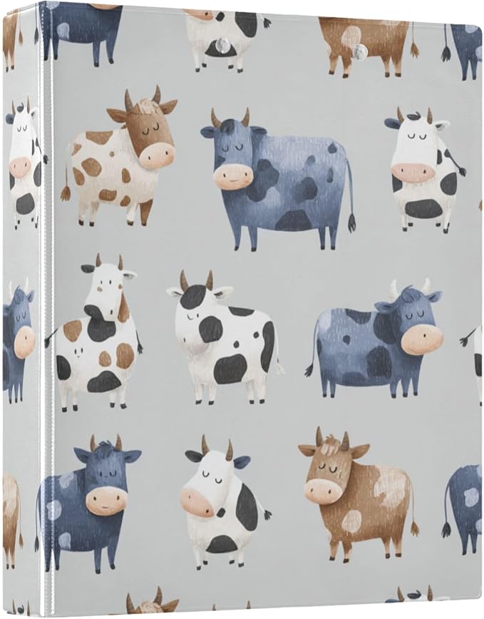 Cute Cows 3 Ring Binders 1.5 Inch Clear View Three Ring Binders Versatile Binder for Work School Office Supply 1 Pack
