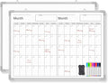 Lincia 36" x 12" Magnetic Horizontal 2 Month Dry Erase Calendar for Wall Undated Horizontal Dry Erase Wall Calendar Planner Aluminum Frame Whiteboard Calendar for Home Office Projects Wall Fridge