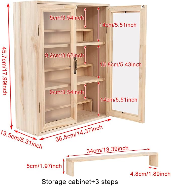 6-Storey Wooden Antique Desktop Storage Box, 14.37x5.31x17.99 inches