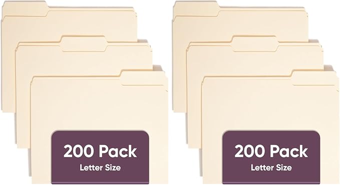 Smead File Folders Letter Sized,1/3-Cut Tab,Assorted Positions,Letter Size Manila Folders,200 Per Box,(Pack of 2)