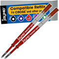 Replacement for Cross Slim 8910 - Gel Rolling Ball Pen Refill - 2 Red