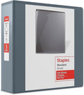 Staples 3" 3‑Ring View Binder, D‑Ring, Gray