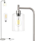 Ziisee Floor Lamps for Living Room - Industrial Standing Lamp with Glass Shade, Modern Floor Lamp with LED Bulbs, Tall Lamp for Bedroom Office - Brushed Nickel