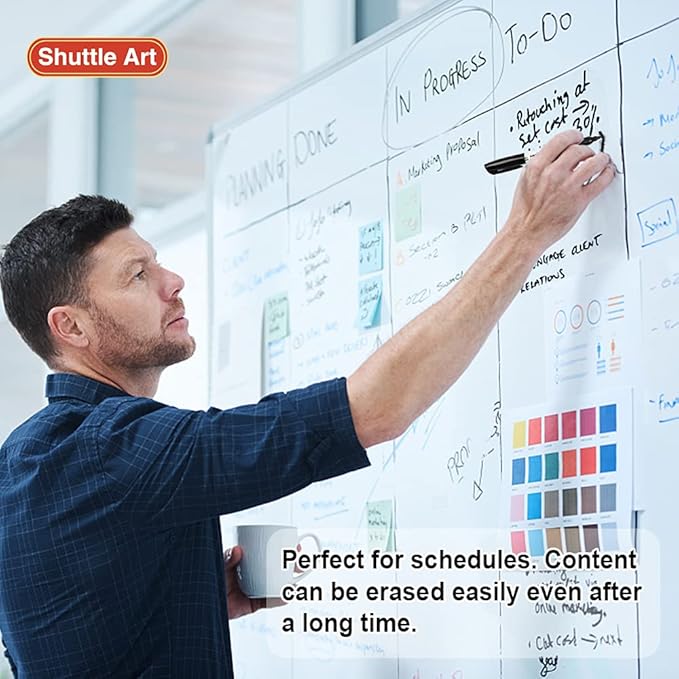 Shuttle Art Wet Erase Markers, 15 Pack Black 1mm Fine Tip Smudge-Free Markers, Use on Laminated Calendars,Overhead Projectors,Schedules,Whiteboards,Transparencies,Glass,Wipe with Water