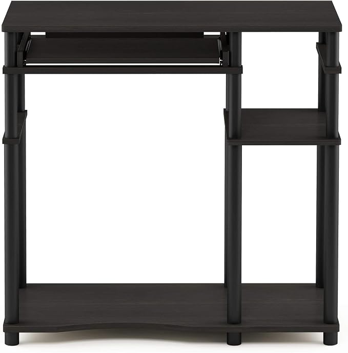 Furinno Abbott 31.5 Inch Desk with Keyboard Tray, Black Espresso | Easy Assembly, Storage Shelf, Computer Desk, Gaming Desk, Writing Desk for Dorm, Bedroom, Study Room