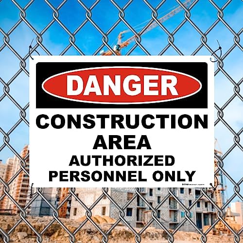 BRIMAR Danger Construction Area Safety Sign, 14 X 10 in, Aluminum