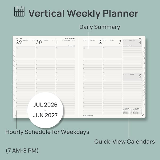 POPRUN Planner 2026-2027, Large-8.5" x 10.5", Academic Weekly Planner
