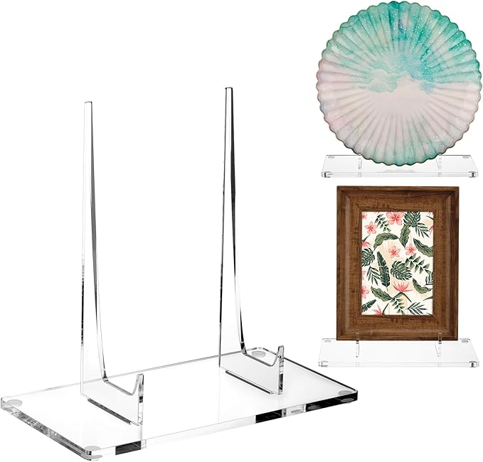 Jetec Acrylic Book Stand Clear Easel Stand for Display Acrylic Plate Postcard Picture Display Holder for Picture Book Decorative Plate Platter Photo(10 x 5 x 9 Inch)