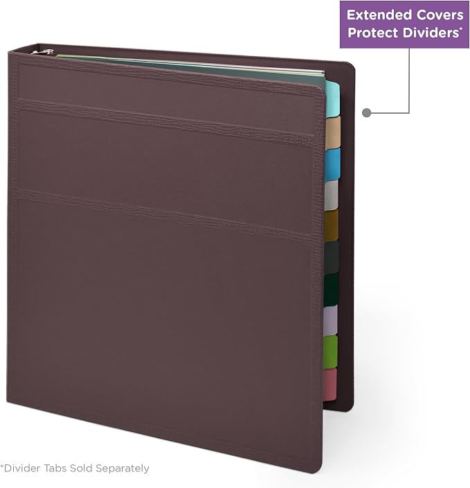Carstens 1.5-Inch Heavy Duty 3-Ring Binder - Side Opening, Plum, Durable Plastic, No-Gap Rings, Waterproof Covers, No Pockets, Holds 250 Letter-Size Sheets, BPA-Free, Made in USA (2044-3R), Case of 20