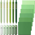 Sayglossy 18 Pcs Aesthetic School Supplies Gradient Green Gifts Set for Student Teacher Sticky Notes Black Ink Pens Correction Tape Stationery Set for Back to School Office Advanced Desk Accessories