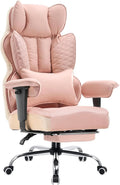 COMHOMA Big and Tall Office Chair Heavy Duty Wide Ergonomic Gaming Chair with Deluxe Embossing Designed Leather with Foot Rest,150°Reclining Adjustable Armrests Pocket Spring Back Support and Pillow