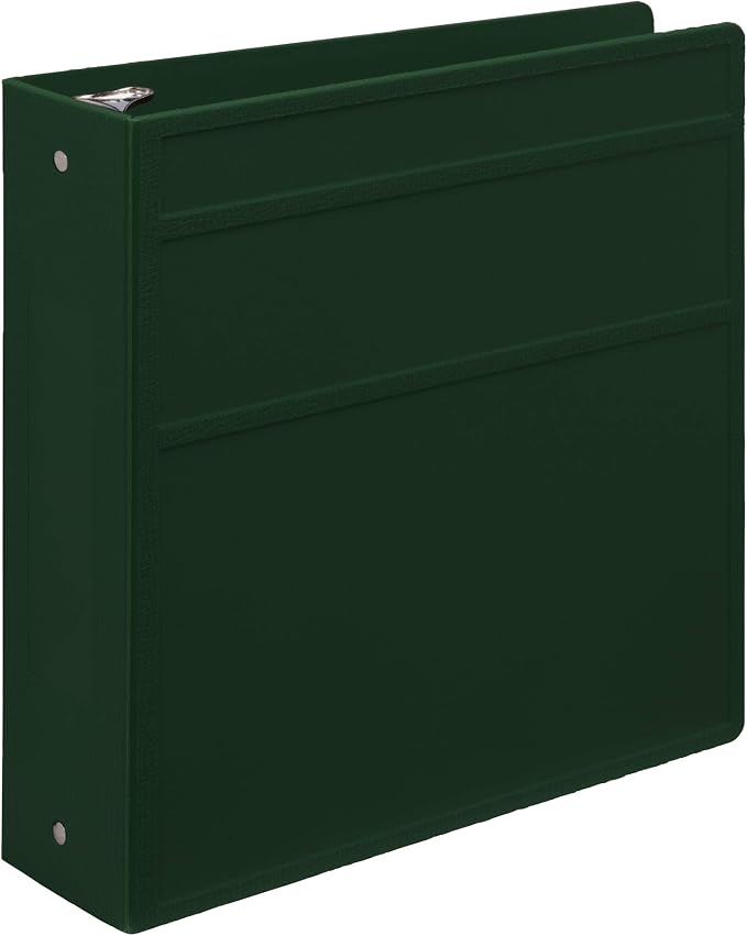 Carstens 3-Inch Heavy Duty 3-Ring Binder - Side Opening, Forest Green, Durable Plastic, Precision No-Gap Rings, Waterproof Cover, No Pockets, Holds 400 US Letter Sheets, BPA-Free Made in USA (1738-3R)