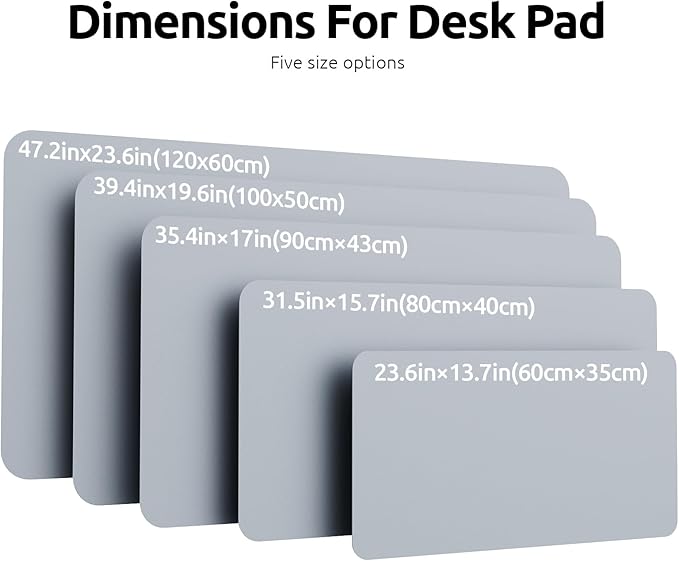 YSAGi Leather Desk Pad Protector, Office Desk Mat, Large Mouse Pad, Non-Slip PU Leather Desk Blotter, Laptop Desk Pad, Waterproof Desk Writing Pad for Office and Home (Light Grey, 23.6" x 13.8")