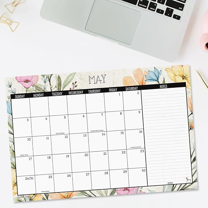 Current 2026-2027 Meadow Dance Desk Calendar Pad, 11-Inch x 16-1/4-Inch Size, Large 24-Month Bookstore-Quality Calendars for Kitchen & Office