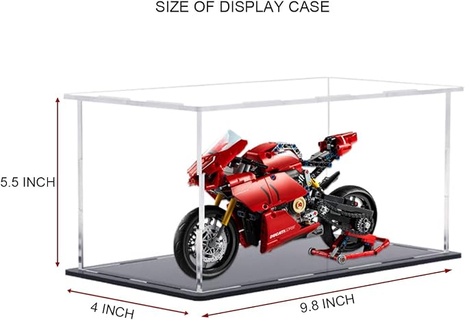 Clear Acrylic Display Case,Self-assembly Display box with black acrylic base,Countertop Box Cube Organizer Stand Riser Dustproof Protection Showcase for action Figures toys Collectibles(10x4x5.7 inch)