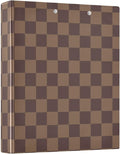 3 Ring Binder Brown Checkerboard B 1.5 inch Binders Three Ring Binders with Clipboard Fit 8.5'' x 11'' Paper 3 Interior PVC Clear Pockets for Office Supplies