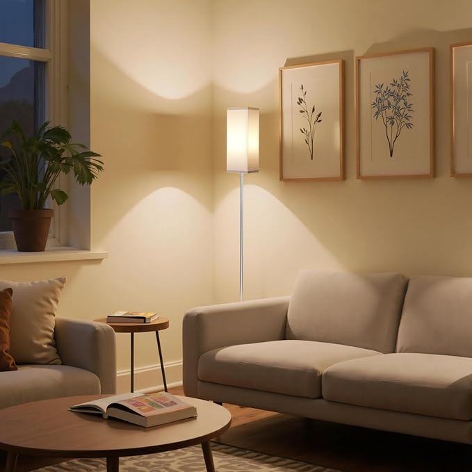 2Pack Floor Lamp, Pole with Foot Switch, Modern Standing Lamp Lamp, Minimalist Freestanding Lamp (Bulb Not Included), for Living Room, Bedroom Office ETL Listed, Silver and White,SCW07LDP205