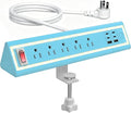 Desk Clamp Power Strip with Nightlight, 40W Fast Charging, 10FT Extension Cord, 4x20W USB-C & 2 USB Ports, 5 AC Outlets, Fits 1.69-Inch Table Edges