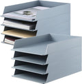 8 Pcs Stackable Paper Trays Rectangular Plastic Desk Holder Desktop Document File Organizer Storage Letter for Office Classroom (Gray)