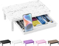 WALI Computer Monitor Stand with Storage, Monitor Riser 3 Height Adjustable | Laptop Riser with Airflow Vents, Desk Organizer for Computer, Printer, Notebook (PTT002-M), 1 Pack, Marble