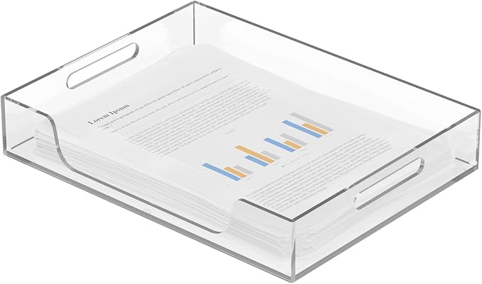 Acrylic Letter&A4 Paper Tray, Clear Desk Organizer, Multi-Function File Tray, Accessories Sorter for Papers, Documents, Magazines, Folders, Notebooks - 12.2'' x 9.25'' x 2'' (Horizontal)