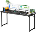 PayLessHere | 63 Inch Computer Desk | Black | Office Desk with Metal Frame, Adjustable Feet | Water-Resistant, Scratchproof Surface | Sturdy Writing Table for Home Office or Study | Pack of 1