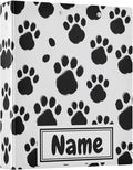 Custom 3 Ring Binder Black Paws Print 1.5" Round Ring Binders Personalized Name View Binder with 200 Sheet for Kids School Supplies Women Men Office, 1 Pack