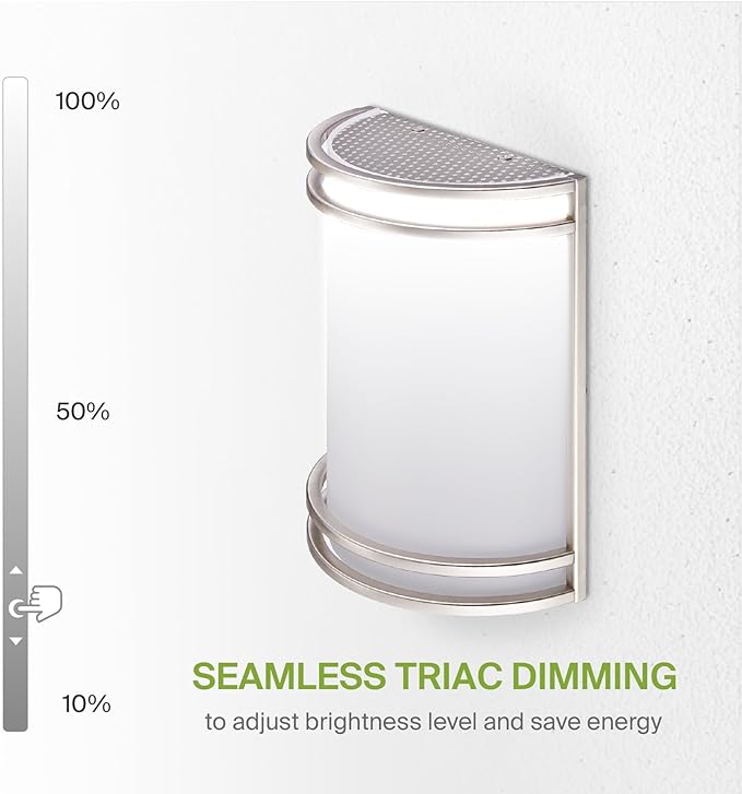 ASD LED Indoor Wall Mount Light Fixture - 10 Inch Modern Interior Brushed Nickel Wall Sconce Lighting - 3000K 4000K 5000K Adjustable - Half Cylinder Hallway Light Fixture - ETL & Energy Star 4 Pack