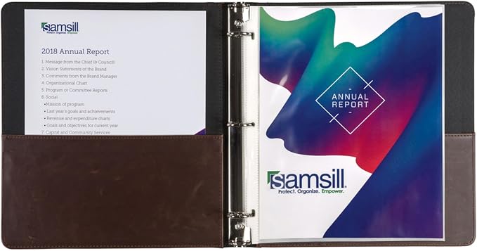 Samsill Vintage Leather 3 Ring Binder, Professional Organizer, Planner, 1 Inch Round Ring (Holds 200 Sheets), Letter Size 8.5 x 11, No Zipper, Brown