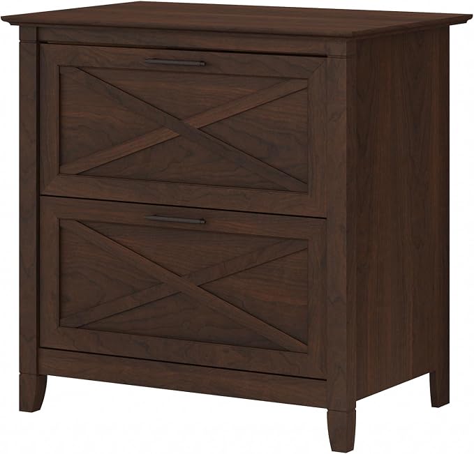 Bush Home Key West 2 Drawer Lateral File Cabinet in Bing Cherry, Document Storage for Home Office, Accent Chest with Drawers