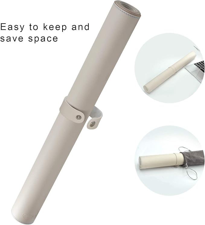 CENNBIE 47.2" x 19.6" Leather Desk mat, Desk mats on top of desks,Perfect Desk Mate for Office and Home(Cream)